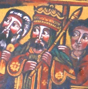 Painting of Menelik at a church